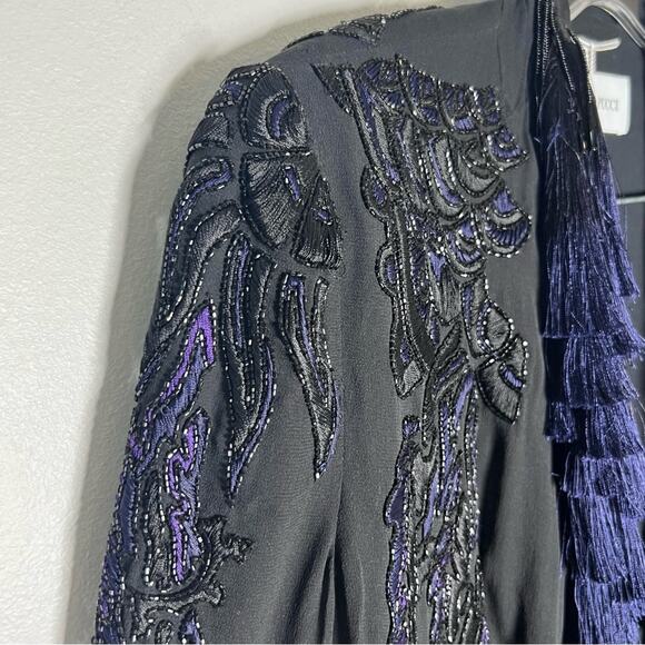 NEW Emilio Pucci Silk Beaded Tassel Open Front Cardigan Top Long Sleeve Sz 6 - Picture 12 of 12